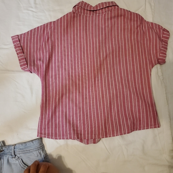Francescas stripes button/tie to front pink blouse - Picture 5 of 5